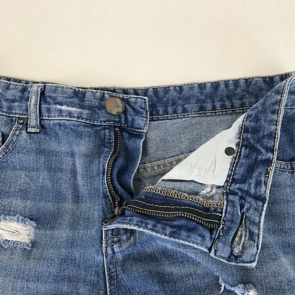 Free People High Waisted Distressed Denim Shorts Women's Size 28 Raw Hem Pockets - Picture 2 of 8